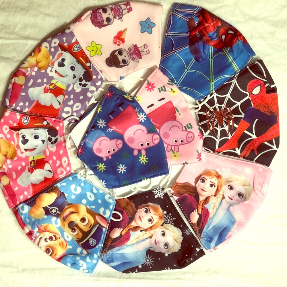 3pk Kids cartoon face masks peppa pig, paw patrol
